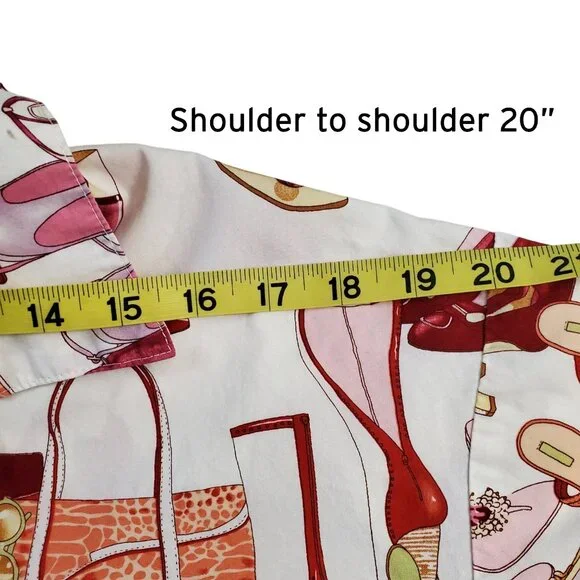 The Cat's Pajamas Novelty Print Top Shoes & Handbags Motif 100% Cotton Size S - Picture 10 of 12